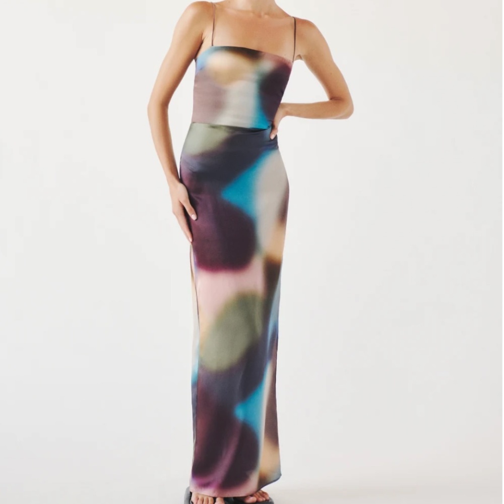 REFORMATION Frankie Silk Dress - blur